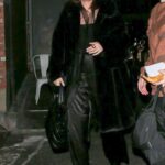 Jessie J in a Black Fur Coat Arrives for Dinner with Friends in Los Angeles 11/23/2021