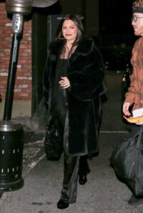 Jessie J in a Black Fur Coat