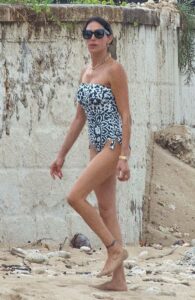 Lauren Silverman in a Monochrome Pattern Swimsuit