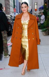 Lucy Hale in an Orange Coat