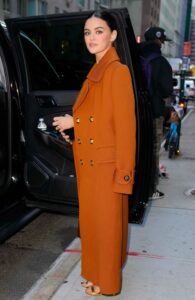 Lucy Hale in an Orange Coat