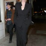 Sharon Stone in a Black Pantsuit Leaves the Licorice Pizza After-Party with a Mystery Man in Los Angeles 11/20/2021