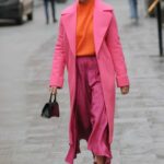 Ashley Roberts in a Pink Coat Leaves the Heart Radio Studios in London 12/15/2021