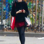 Famke Janssen in a Red Mini Skirt Was Seen Out in Manhattan’s Downtown in NYC 12/15/2021