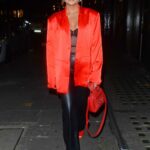 Frankie Sims in a Red Blazer Heads to Sexy Fish in Mayfair in London 12/18/2021