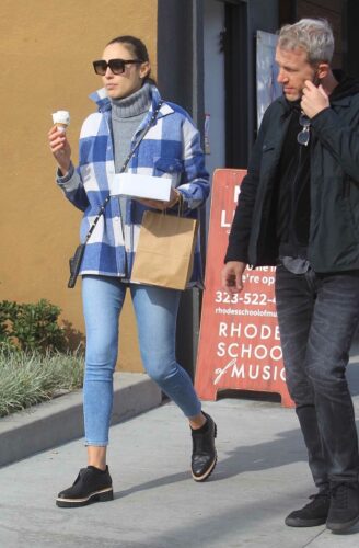 Gal Gadot in a Grey Turtleneck Was Seen Out with Her Husband Yaron