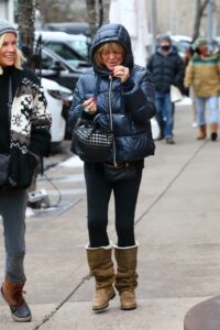Goldie Hawn in a Blue Puffer Jacket
