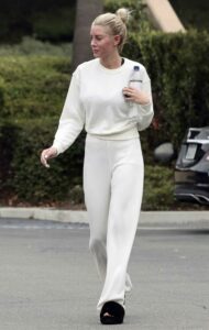 Heather Young in a White Sweatsuit