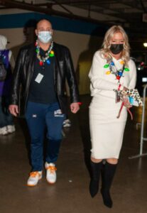 Jeanie Buss in a Beige Ensemble