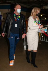 Jeanie Buss in a Beige Ensemble