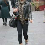 Jenni Falconer in a Black Leather Jacket Leaves the Smooth Radio in London 12/21/2021