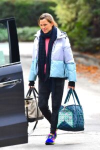 Jennifer Garner in a Neon Blue Sneakers
