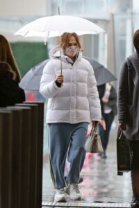 Jennifer Lopez in a White Puffer Jacket