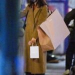 Katie Holmes in a Tan Coat Goes Shopping in New York 12/17/2021