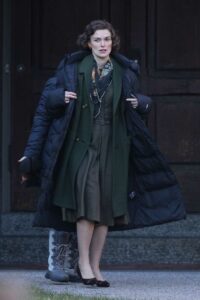 Keira Knightley in a Green Coat