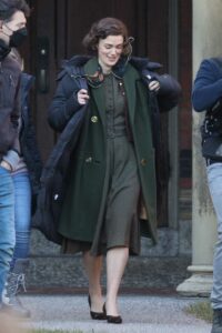 Keira Knightley in a Green Coat