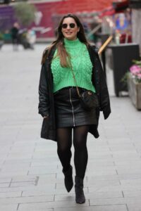Kelly Brook in a Green Knitted Sweater