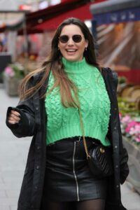 Kelly Brook in a Green Knitted Sweater
