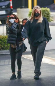 Khloe Kardashian in a Black Protective Mask