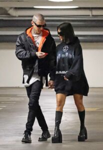 Kourtney Kardashian in a Black Oversized Hoodie