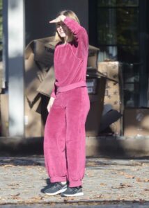 Kristen Bell in a Lilac Sweatsuit