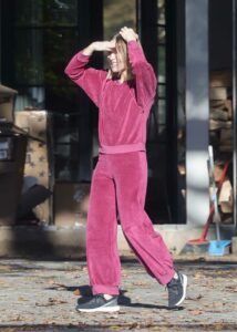 Kristen Bell in a Lilac Sweatsuit