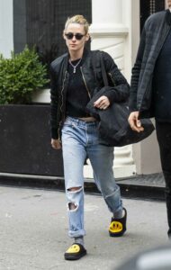 Kristen Stewart in a Black Bomber Jacket