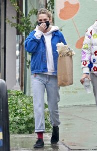 Kristen Stewart in a Blue Denim Jacket