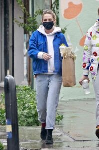 Kristen Stewart in a Blue Denim Jacket