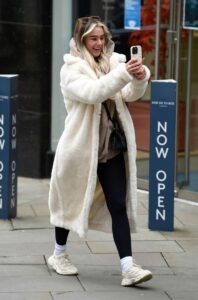 Lillie Haynes in a White Fur Coat