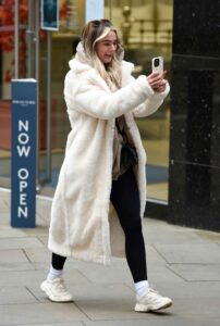 Lillie Haynes in a White Fur Coat