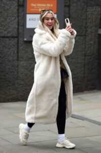 Lillie Haynes in a White Fur Coat