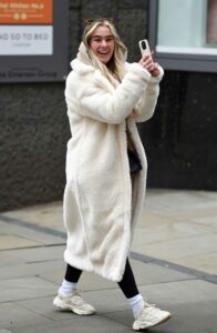 Lillie Haynes in a White Fur Coat
