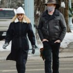 Liza Powel in a White Beanie Hat Was Seen Out with Conan O’Brien in Aspen 12/23/2021