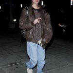 Madison Beer in a Brown Leather Jacket Spends Her Evening Grabbing a Late Bite at Matsuhisa in Beverly Hills 11/29/2021