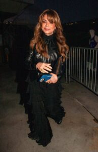 Paula Abdul in a Black Leather Jacket