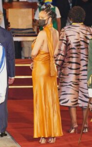 Rihanna in an Orange Dress