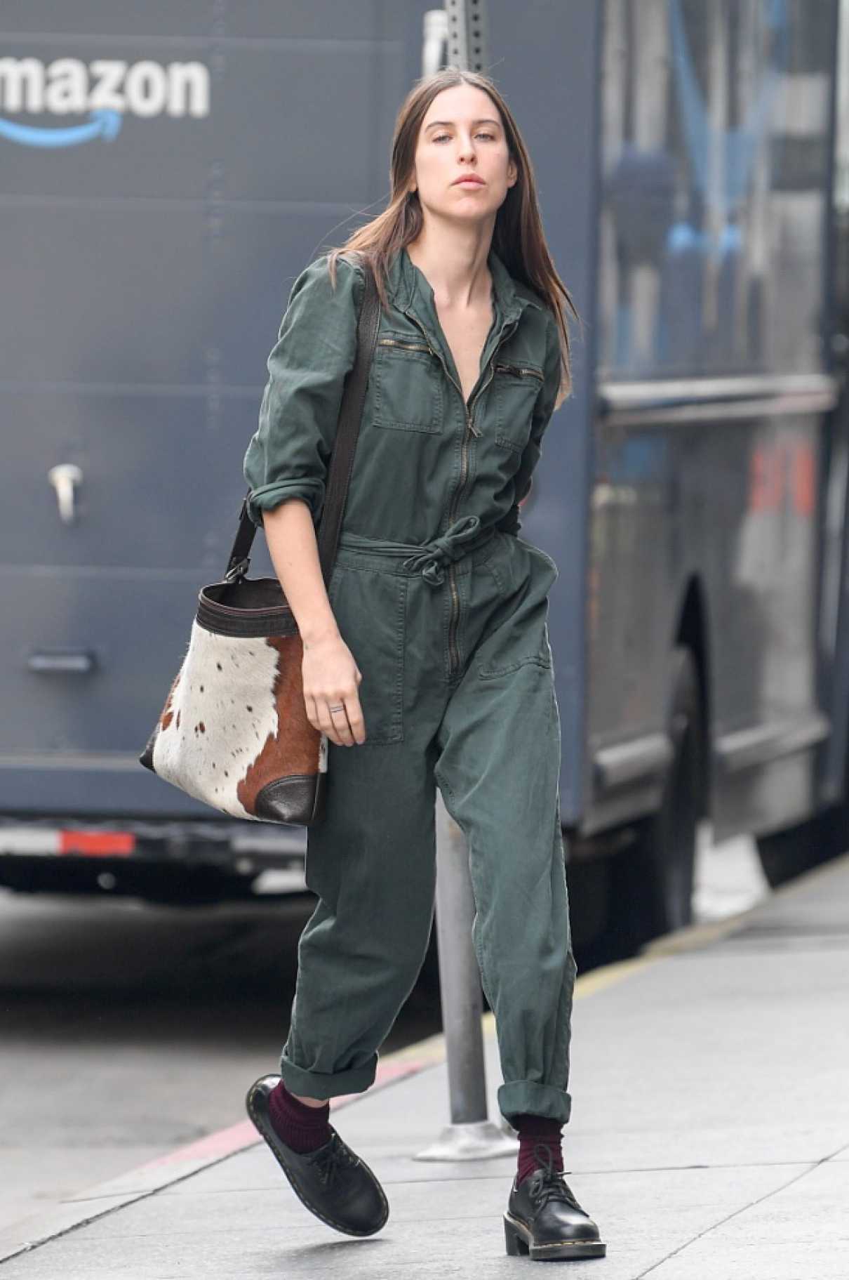 Scout Willis in an Olive Jumpsuit