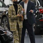 Tessa Thompson in a Plaid Pantsuit Stops by the Audi Dealership to Service Her Car in Los Angeles 12/15/2021