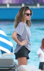 Thylane Blondeau in a Grey Tee