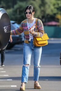 Lucy Hale in a Blue Ripped Jeans