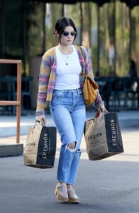 Lucy Hale in a Blue Ripped Jeans