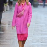 Amanda Holden in a Pink Coat Leaves the Global Radio Studios in London 01/12/2022