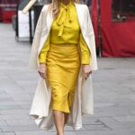 Amanda Holden in a Yellow Dress Leaves the Global Radio Studios in London 01/27/2022