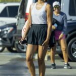 April Love Geary in a White Tank Top Leaves Her Tennis Session in Malibu 01/06/2022