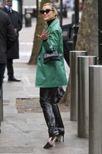 Ashley Roberts in a Green Leather Blazer