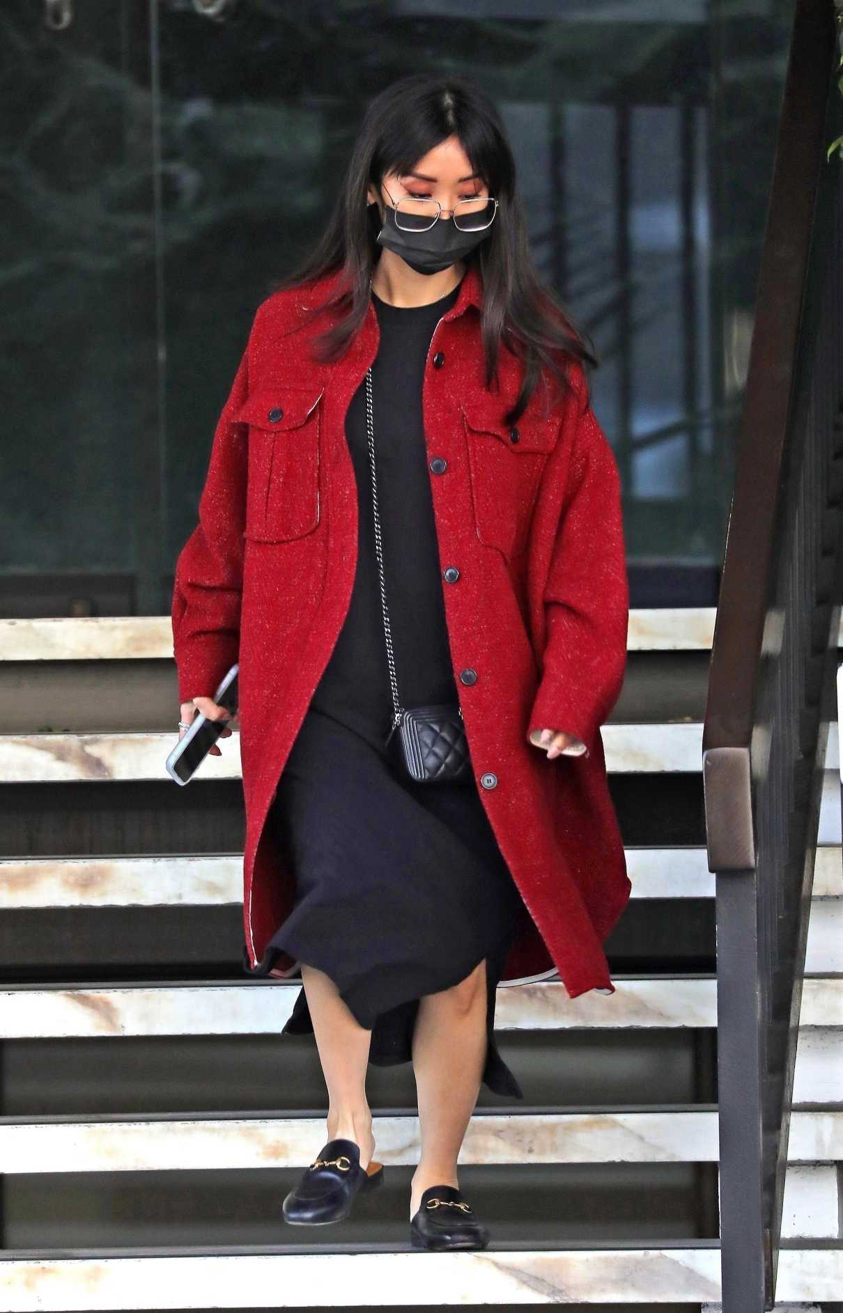 Brenda Song in a Red Coat