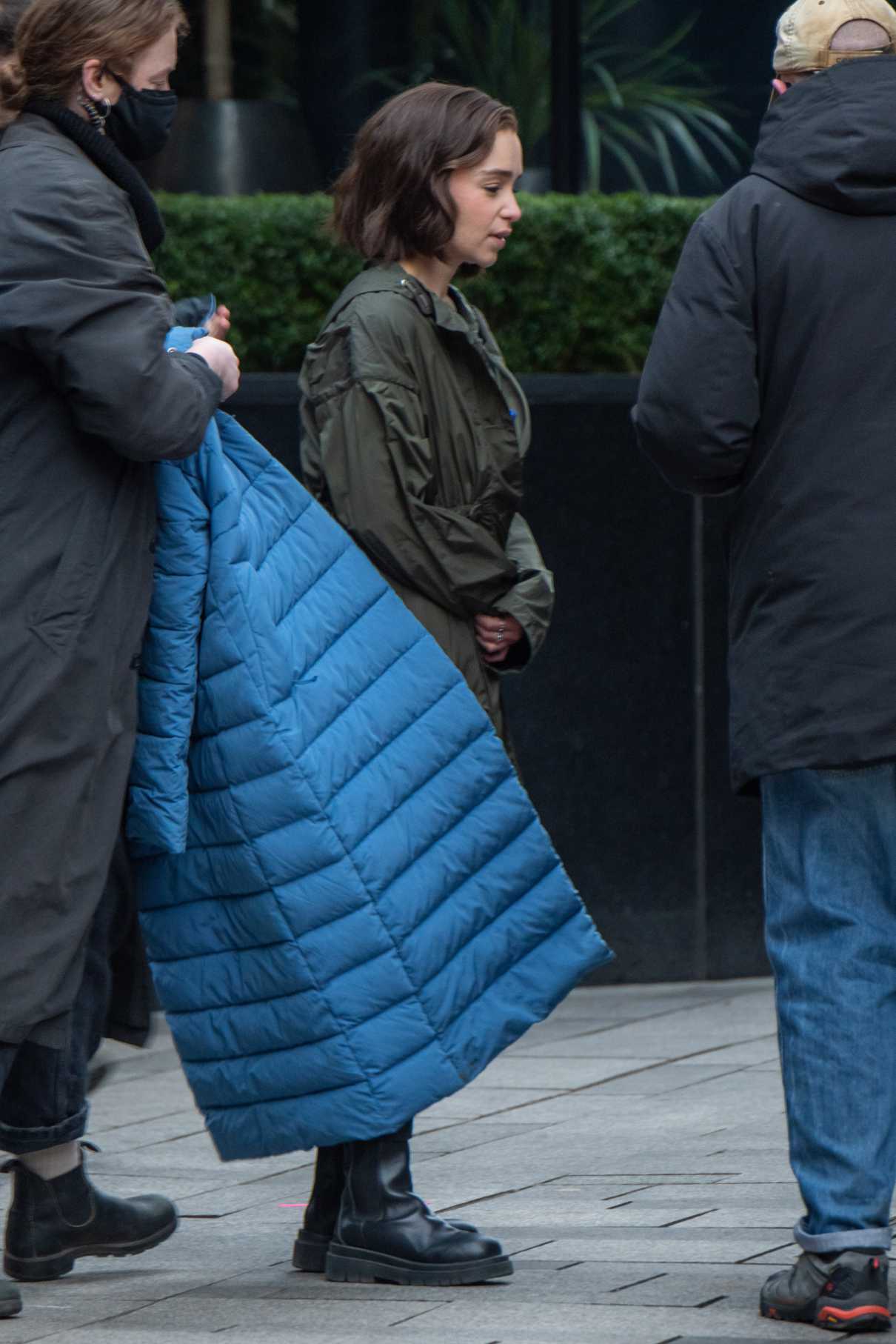 Emilia Clarke on the Set of Marvel’s Space Invasion in Leeds 01/22/2022 ...