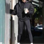 Hailey Bieber in a Black Outfit Leaves Her Pilates Class in West Hollywood 01/11/2022