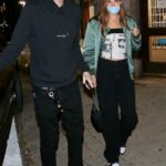 Hana Cross in a Green Bomber Jacket Was Seen Out with Presley Gerber in West Hollywood 01/22/2022